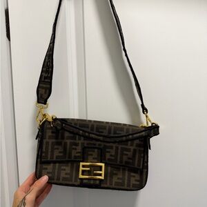 Fendi Brown and Black Baguette Bag